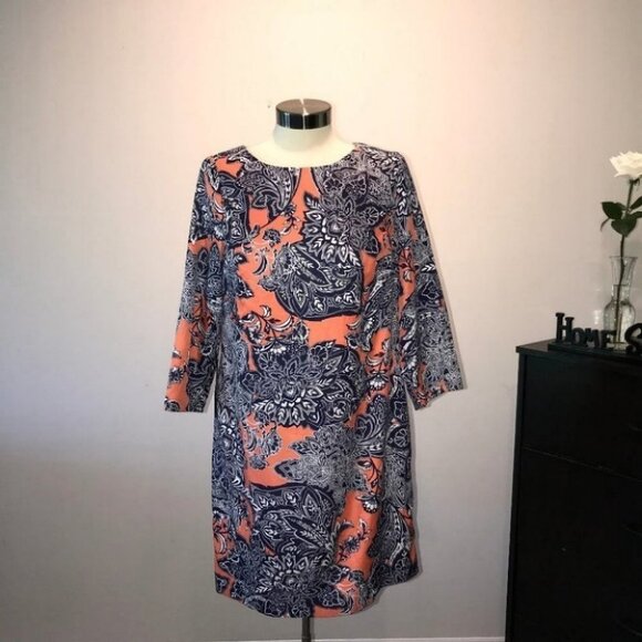 The Limited Orange Navy Paisley Print Dress size S New with Tags - Picture 2 of 9